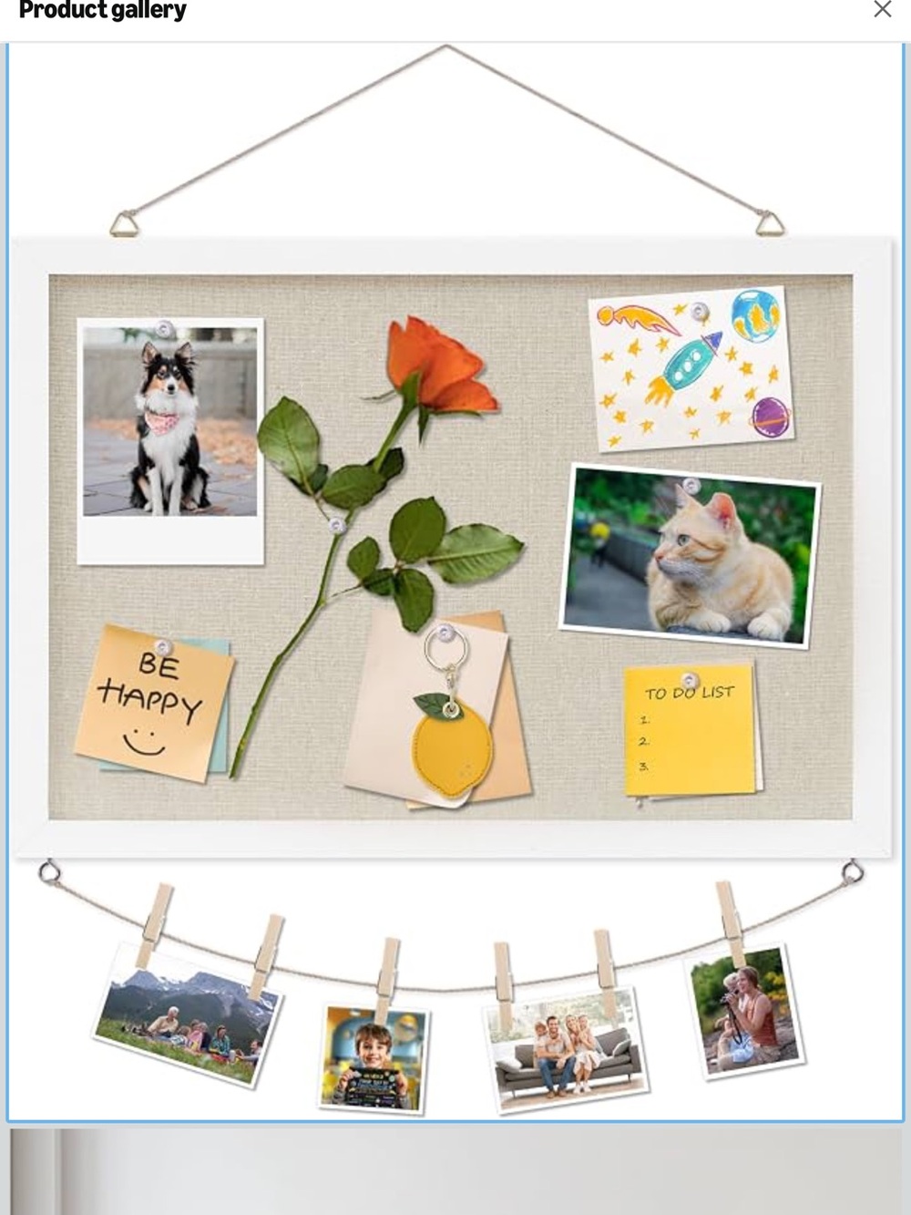 Pinned Photo Display Board - Beige/White